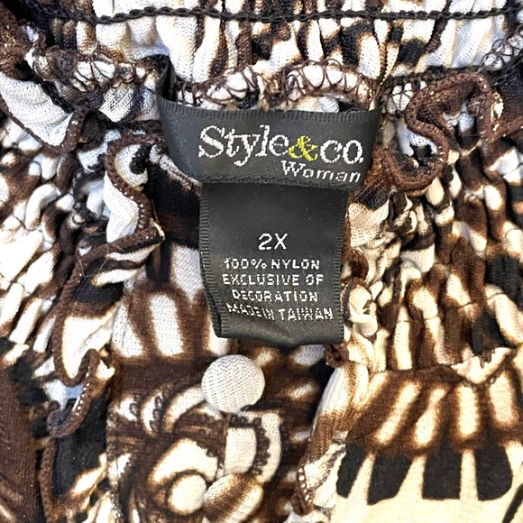 Layered ruched print tunic w/camisole - Picture 6 of 6